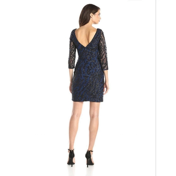 Aidan Mattox Sequin Bateau Neck Column Dress - Picture 4 of 7